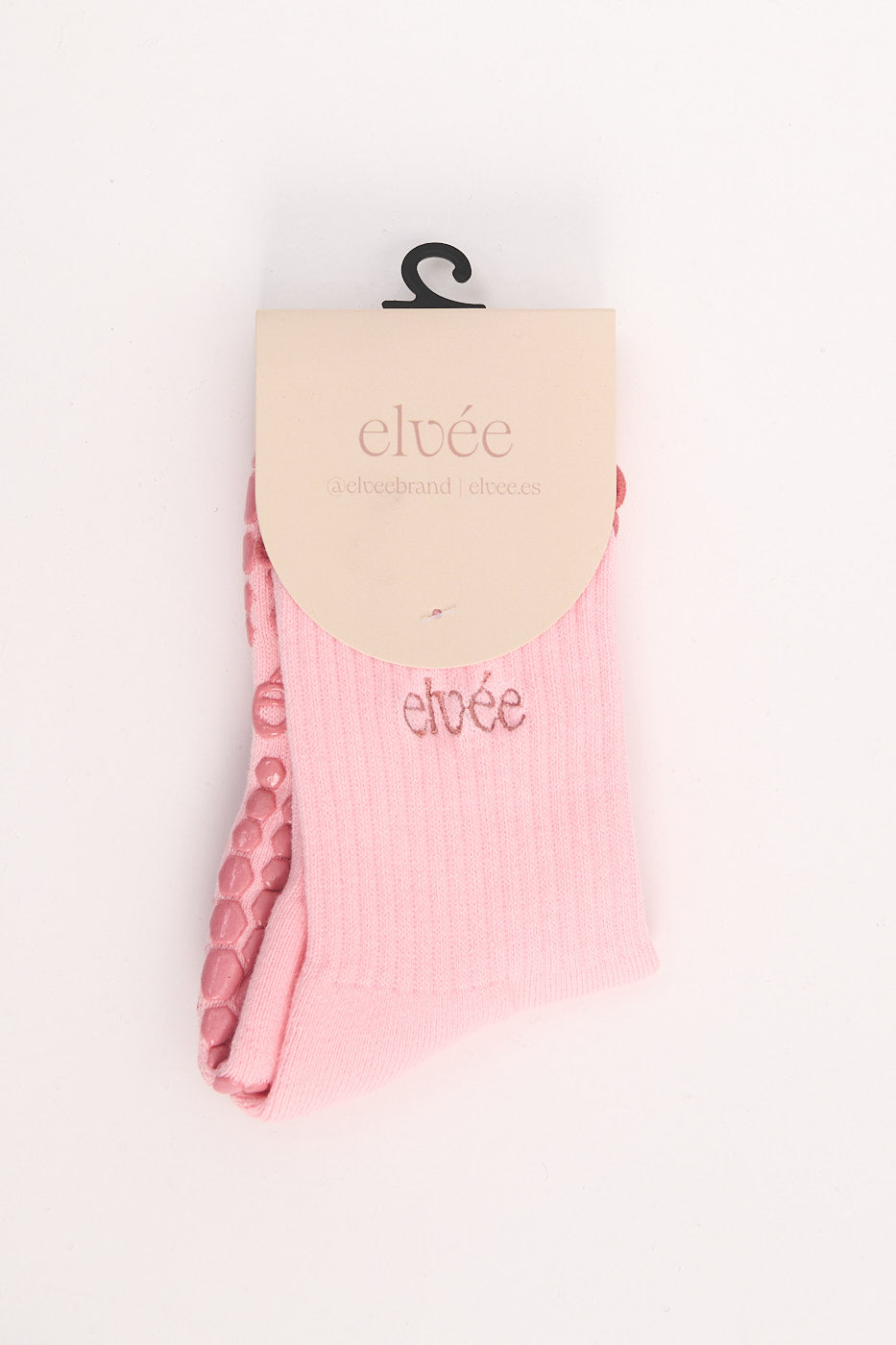 Ruffle Crew Grip Socks — Cotton Pink
