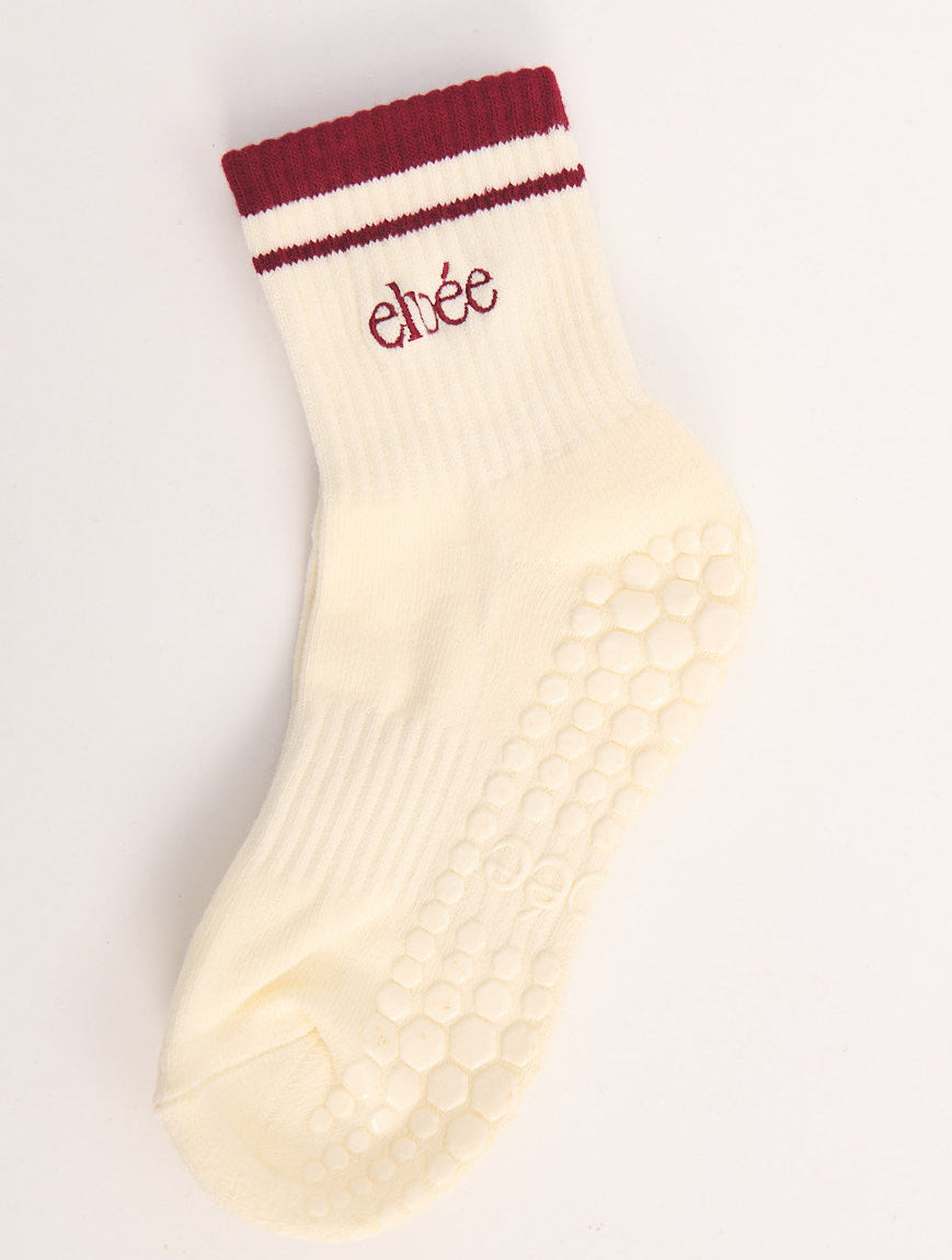 Crew  Grip Socks - Burgundy Stripe